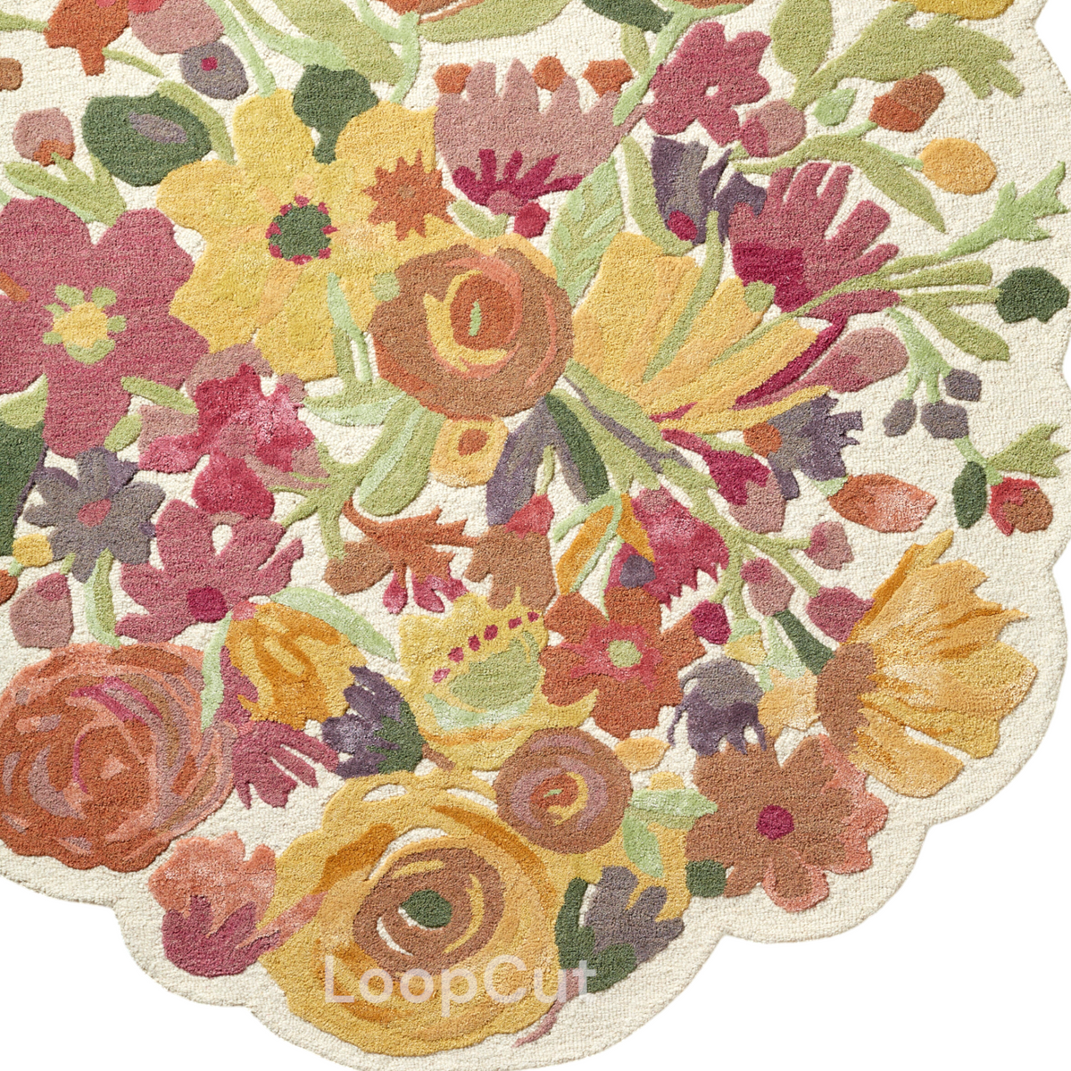 Handmade Wool Floral Area Rug for Living Room | Elegant Flower Garden Design, Soft, Thick and Durable | Bedroom, Dining Room & Home Decor Carpet