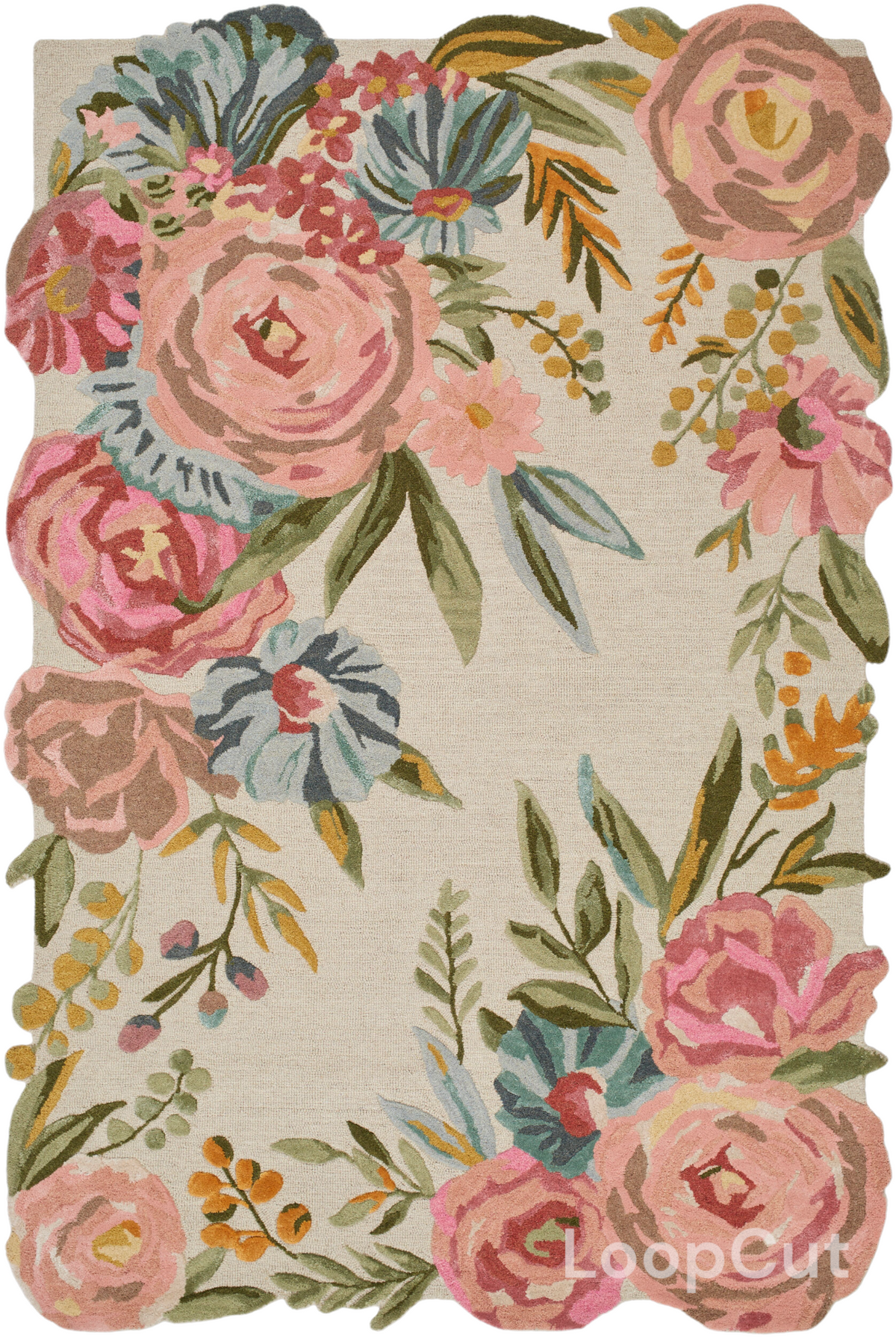 Handmade Wool Floral Area Rug for Living Room | Elegant Flower Garden Design, Soft, Thick and Durable | Bedroom, Dining Room & Home Decor Carpet