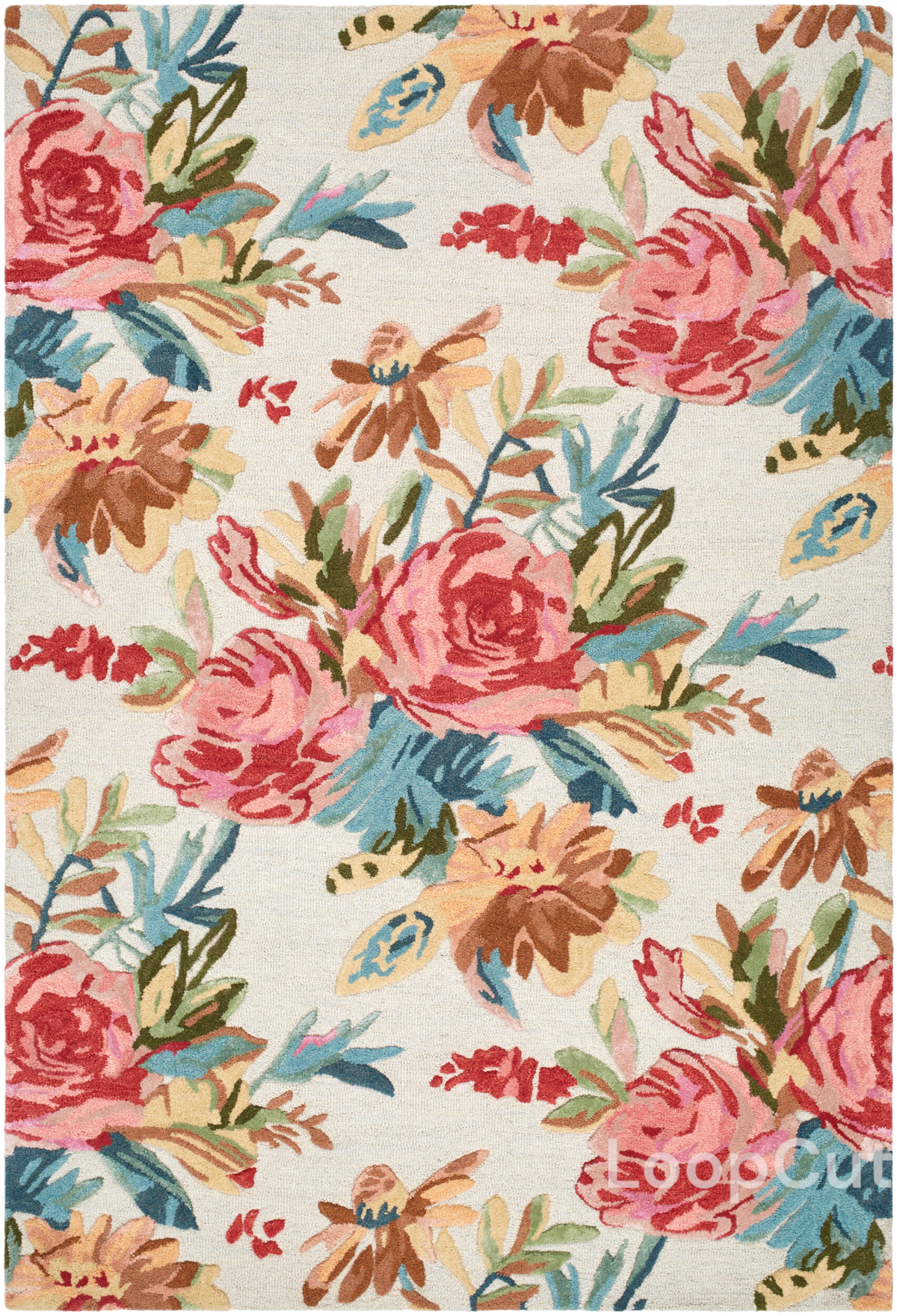 Handmade Wool Floral Area Rug for Living Room | Elegant Flower Garden Design, Soft, Thick and Durable | Bedroom, Dining Room & Home Decor Carpet