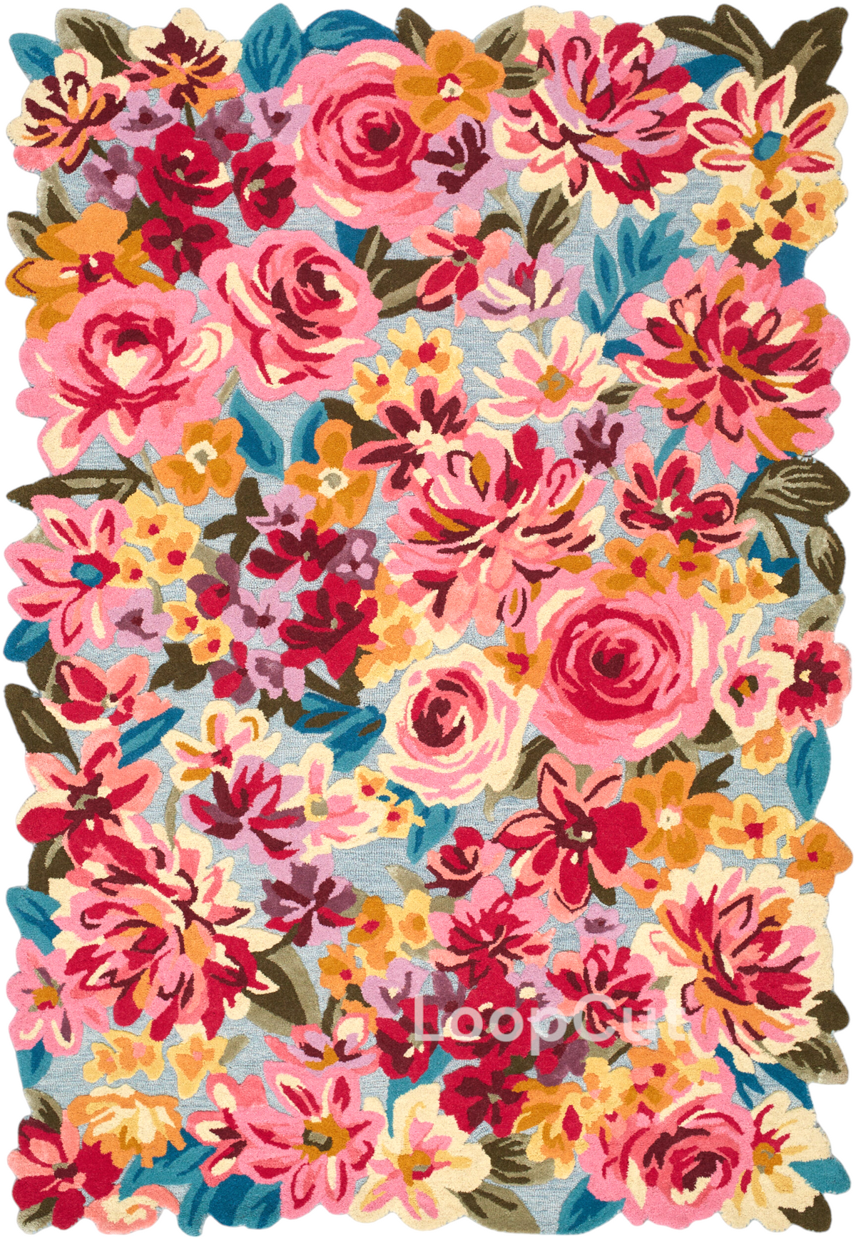 Handmade Wool Floral Area Rug for Living Room | Elegant Flower Garden Design, Soft, Thick and Durable | Bedroom, Dining Room & Home Decor Carpet