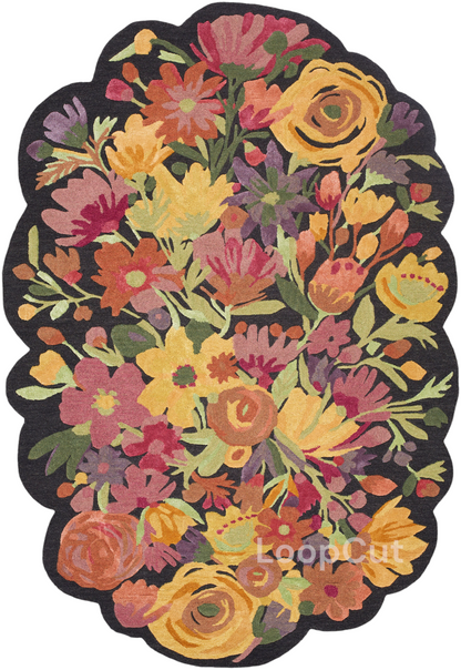 Handmade Wool Floral Area Rug for Living Room | Elegant Flower Garden Design, Soft, Thick and Durable | Bedroom, Dining Room & Home Decor Carpet