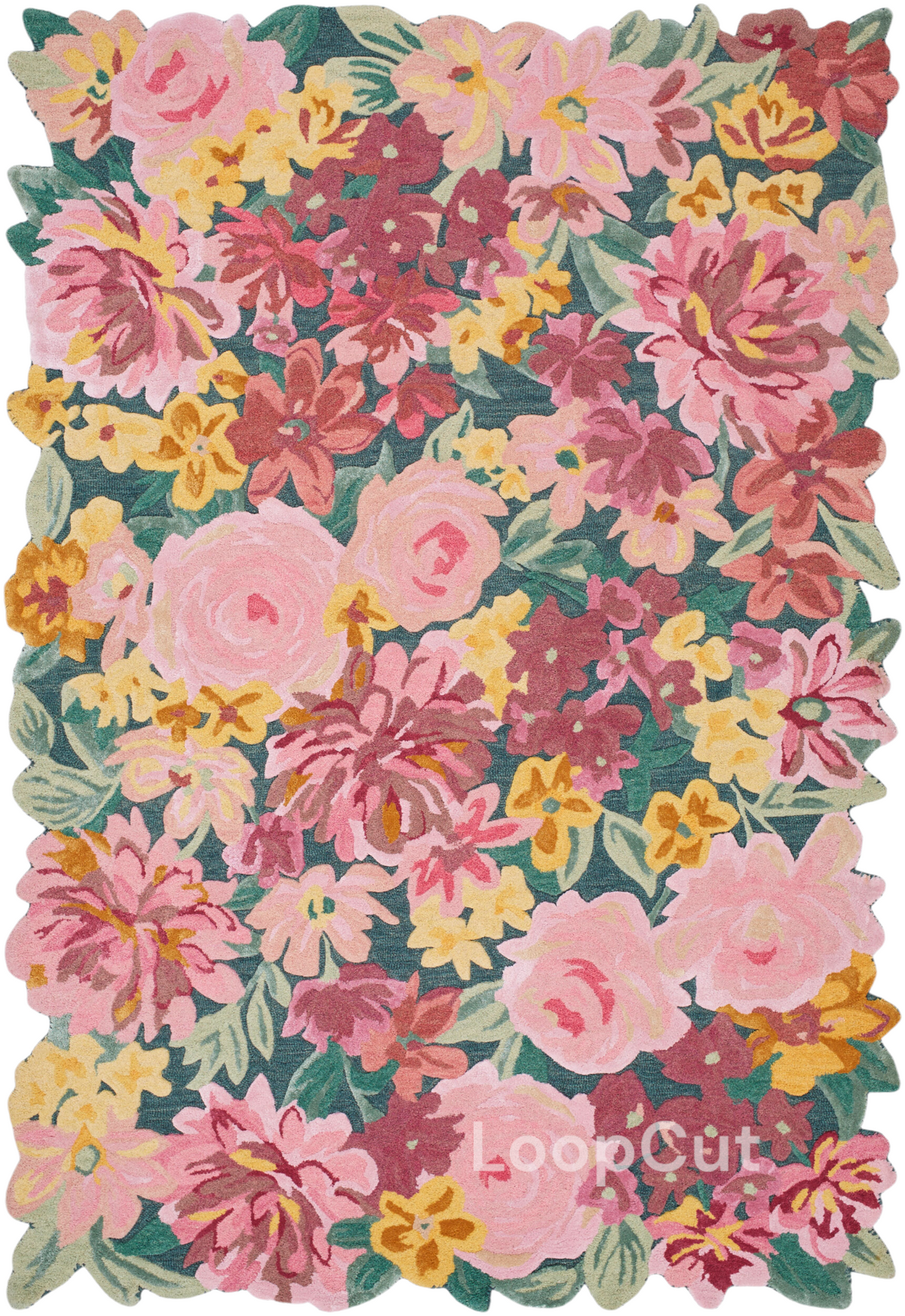 Handmade Wool Floral Area Rug for Living Room | Elegant Flower Garden Design, Soft, Thick and Durable | Bedroom, Dining Room & Home Decor Carpet