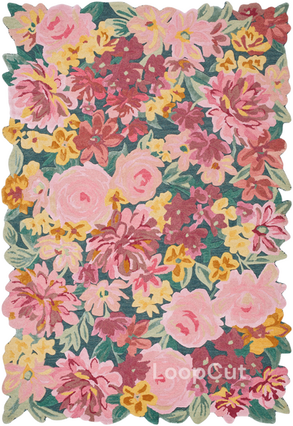 Handmade Wool Floral Area Rug for Living Room | Elegant Flower Garden Design, Soft, Thick and Durable | Bedroom, Dining Room & Home Decor Carpet