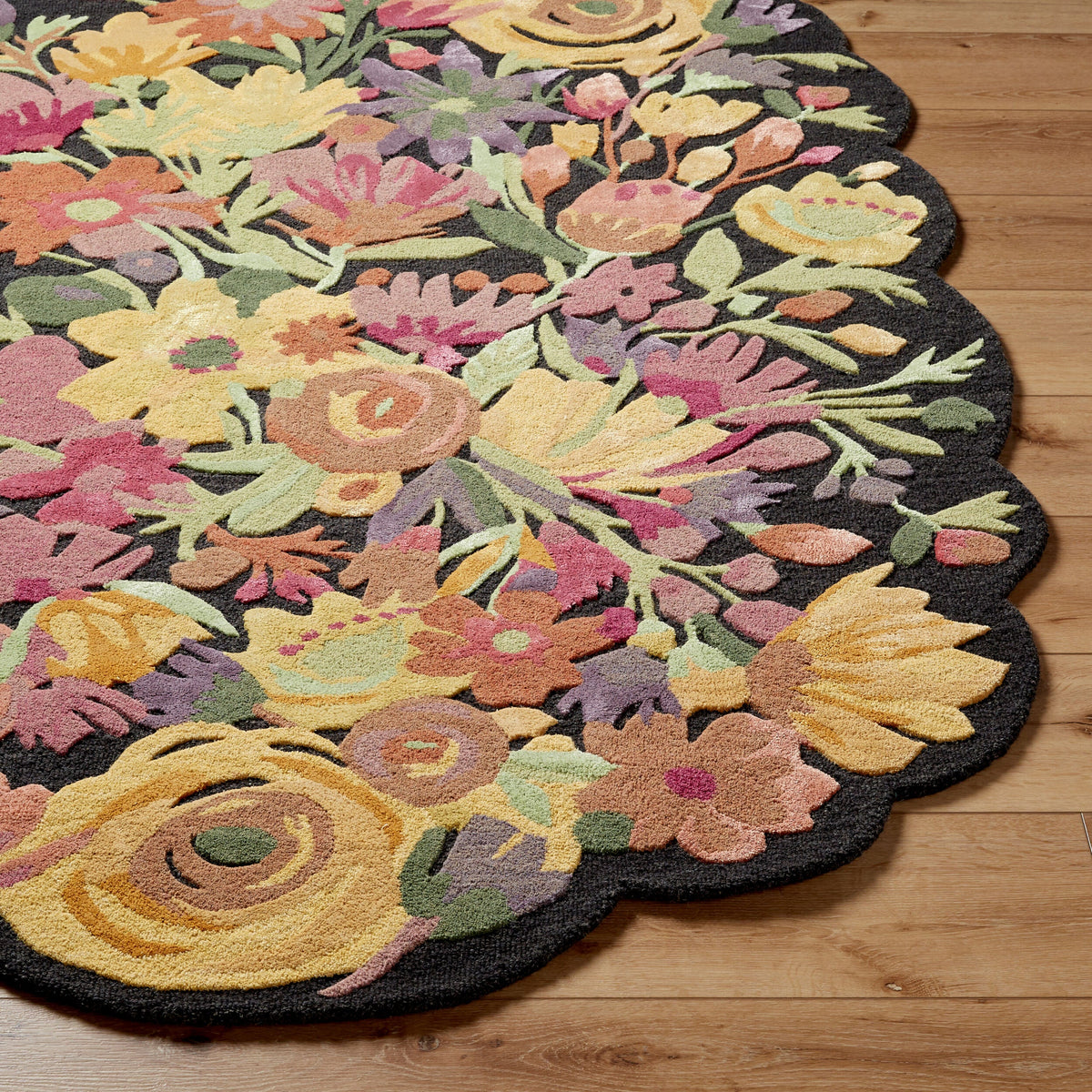 Handmade Wool Floral Area Rug for Living Room | Elegant Flower Garden Design, Soft, Thick and Durable | Bedroom, Dining Room & Home Decor Carpet