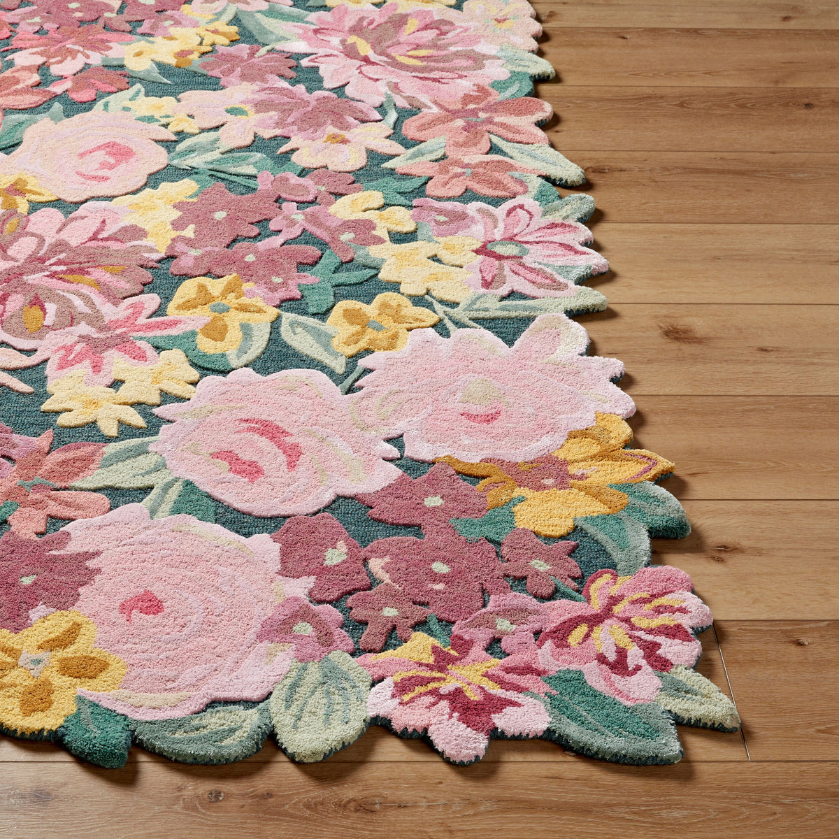Handmade Wool Floral Area Rug for Living Room | Elegant Flower Garden Design, Soft, Thick and Durable | Bedroom, Dining Room & Home Decor Carpet