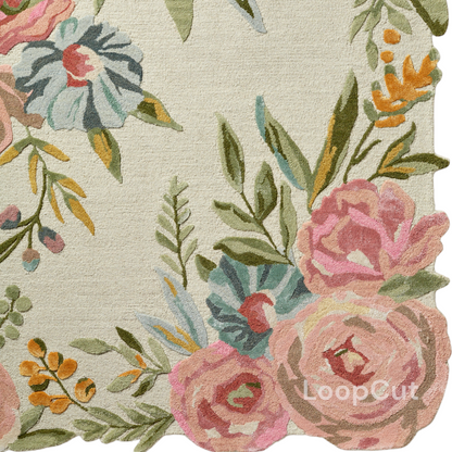 Handmade Wool Floral Area Rug for Living Room | Elegant Flower Garden Design, Soft, Thick and Durable | Bedroom, Dining Room & Home Decor Carpet