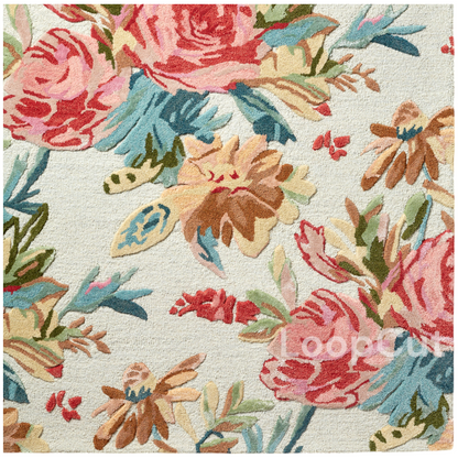 Handmade Wool Floral Area Rug for Living Room | Elegant Flower Garden Design, Soft, Thick and Durable | Bedroom, Dining Room & Home Decor Carpet