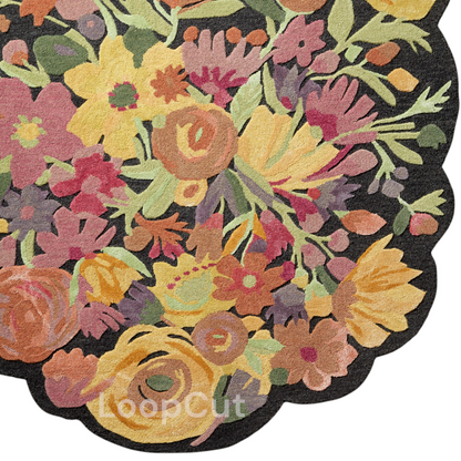 Handmade Wool Floral Area Rug for Living Room | Elegant Flower Garden Design, Soft, Thick and Durable | Bedroom, Dining Room & Home Decor Carpet
