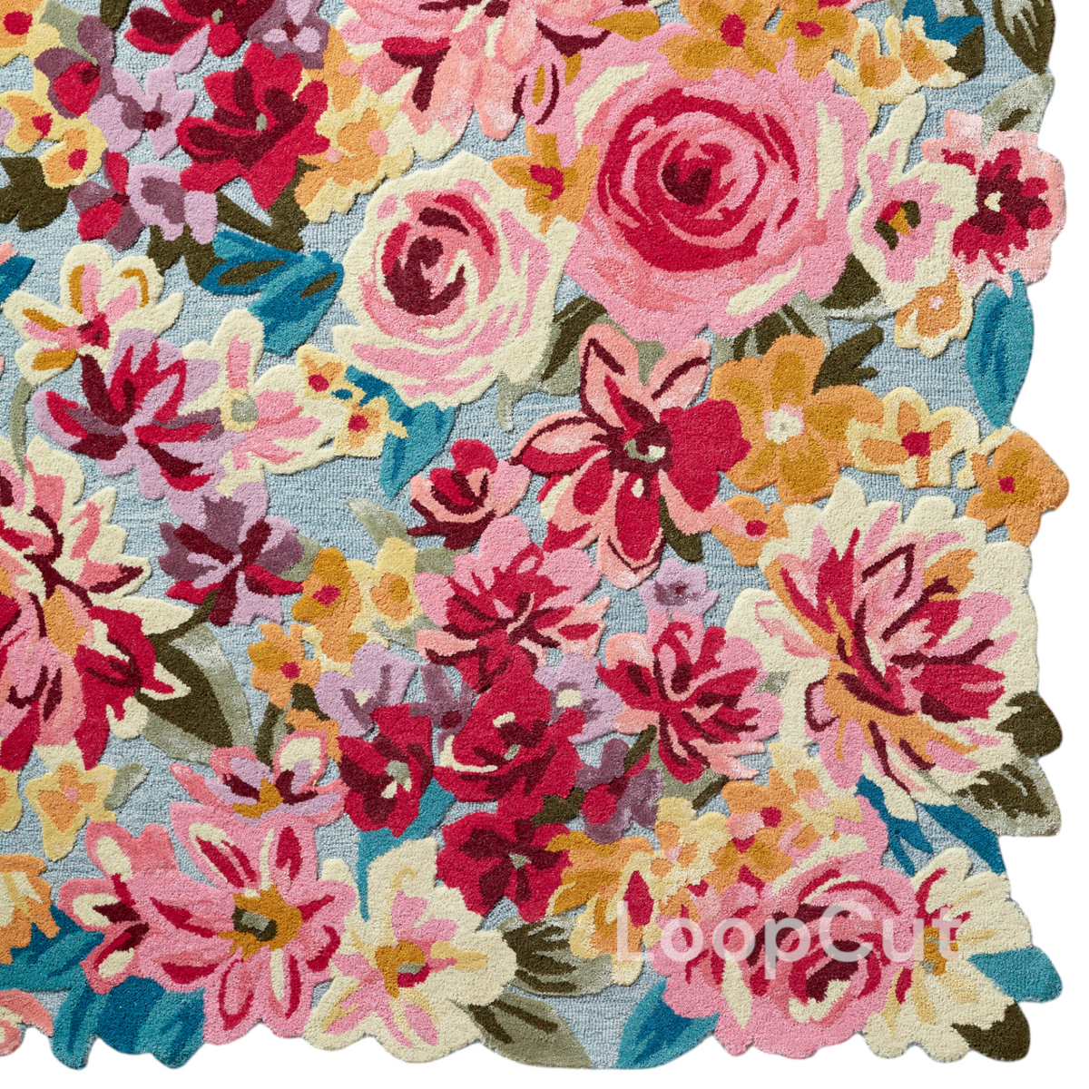 Handmade Wool Floral Area Rug for Living Room | Elegant Flower Garden Design, Soft, Thick and Durable | Bedroom, Dining Room & Home Decor Carpet