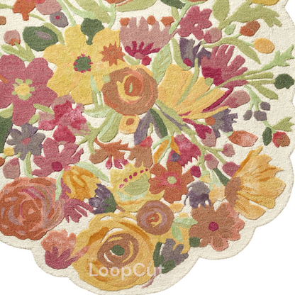 Handmade Wool Floral Area Rug for Living Room | Elegant Flower Garden Design, Soft, Thick and Durable | Bedroom, Dining Room & Home Decor Carpet
