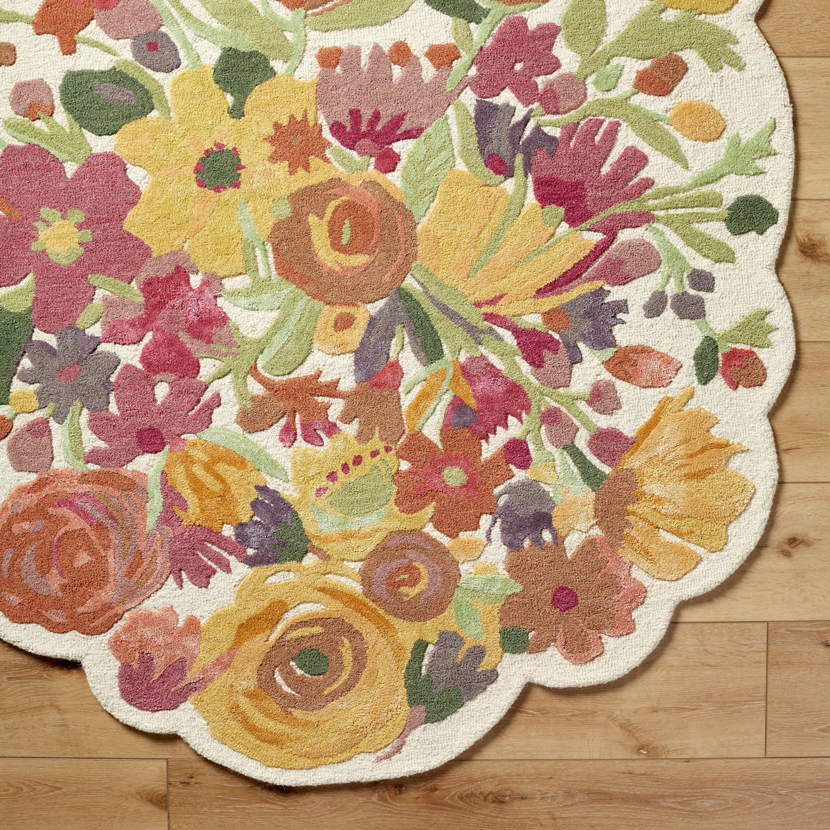 Handmade Wool Floral Area Rug for Living Room | Elegant Flower Garden Design, Soft, Thick and Durable | Bedroom, Dining Room & Home Decor Carpet