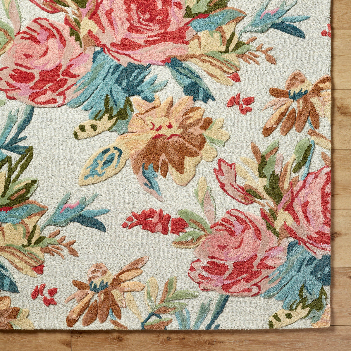 Handmade Wool Floral Area Rug for Living Room | Elegant Flower Garden Design, Soft, Thick and Durable | Bedroom, Dining Room & Home Decor Carpet
