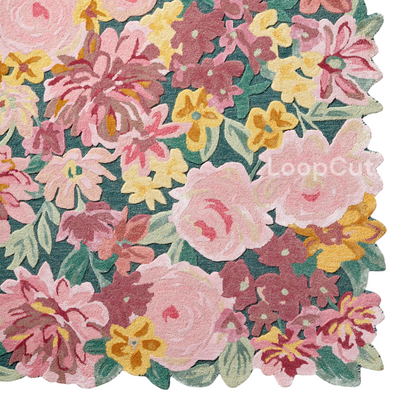Handmade Wool Floral Area Rug for Living Room | Elegant Flower Garden Design, Soft, Thick and Durable | Bedroom, Dining Room & Home Decor Carpet