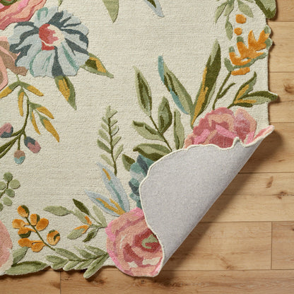 Handmade Wool Floral Area Rug for Living Room | Elegant Flower Garden Design, Soft, Thick and Durable | Bedroom, Dining Room & Home Decor Carpet