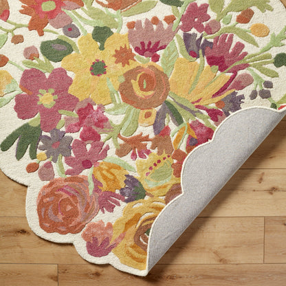 Handmade Wool Floral Area Rug for Living Room | Elegant Flower Garden Design, Soft, Thick and Durable | Bedroom, Dining Room & Home Decor Carpet