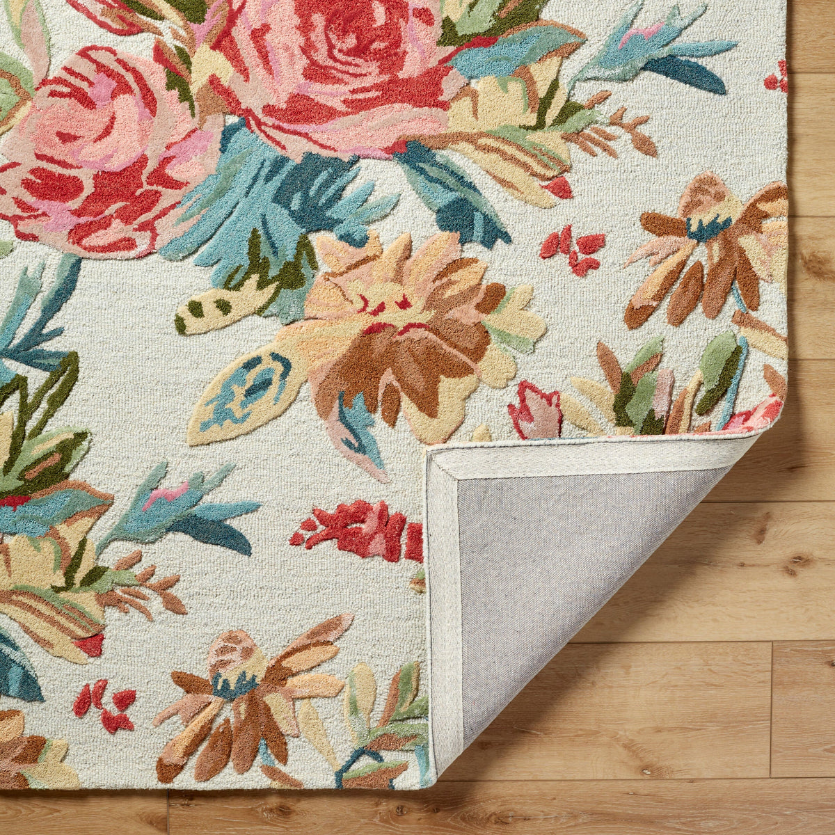 Handmade Wool Floral Area Rug for Living Room | Elegant Flower Garden Design, Soft, Thick and Durable | Bedroom, Dining Room & Home Decor Carpet