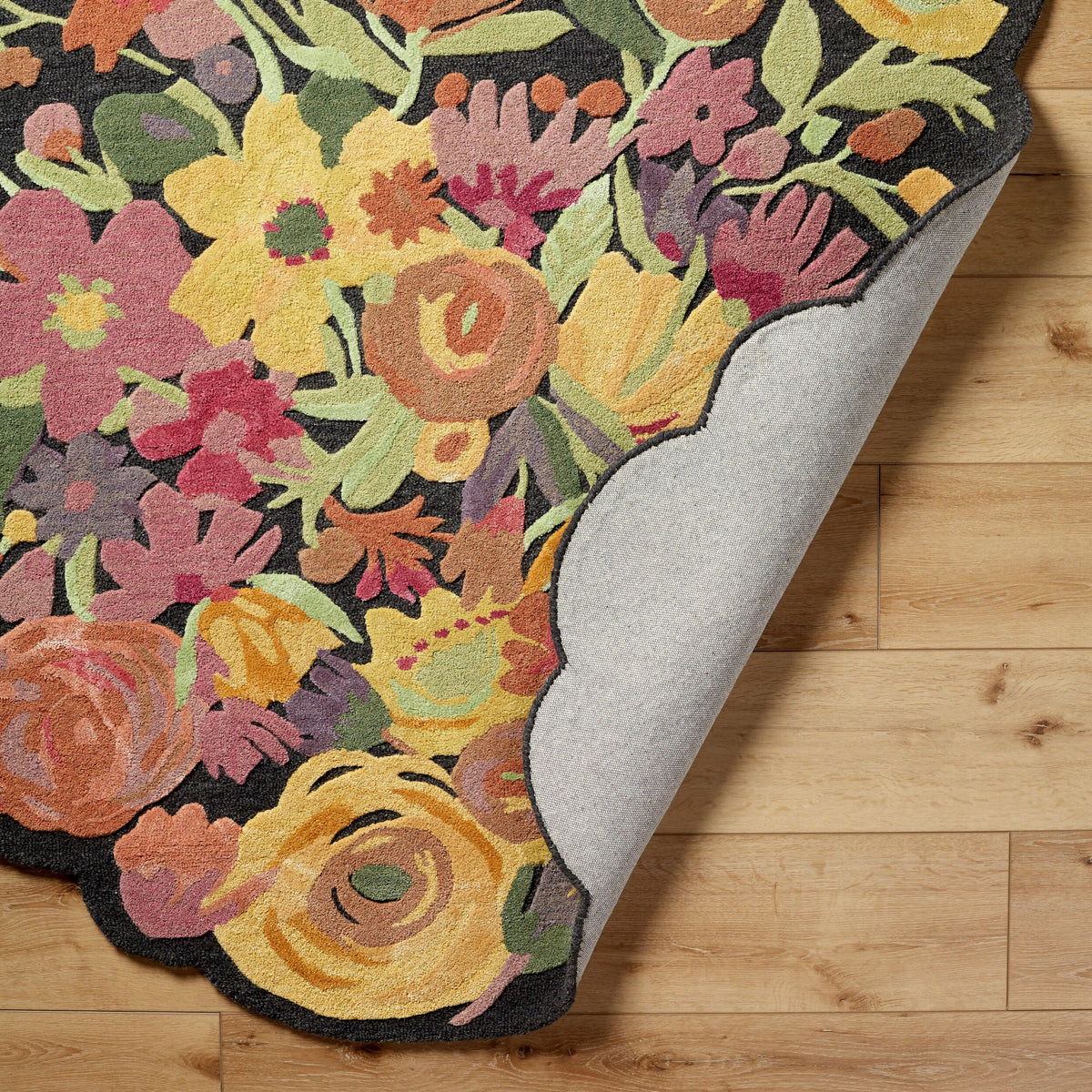 Handmade Wool Floral Area Rug for Living Room | Elegant Flower Garden Design, Soft, Thick and Durable | Bedroom, Dining Room & Home Decor Carpet