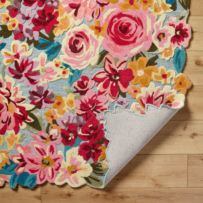 Handmade Wool Floral Area Rug for Living Room | Elegant Flower Garden Design, Soft, Thick and Durable | Bedroom, Dining Room & Home Decor Carpet