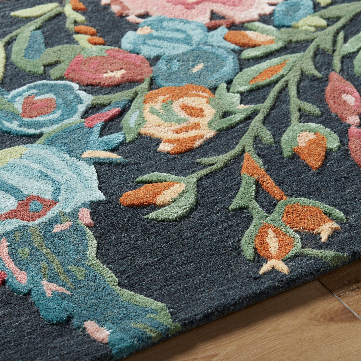 Handmade Wool Floral Area Rug for Living Room | Elegant Flower Garden Design, Soft, Thick and Durable | Bedroom, Dining Room & Home Decor Carpet