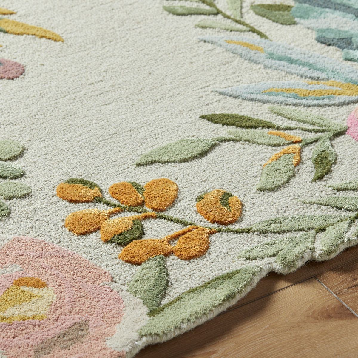 Handmade Wool Floral Area Rug for Living Room | Elegant Flower Garden Design, Soft, Thick and Durable | Bedroom, Dining Room & Home Decor Carpet