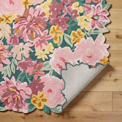 Handmade Wool Floral Area Rug for Living Room | Elegant Flower Garden Design, Soft, Thick and Durable | Bedroom, Dining Room & Home Decor Carpet