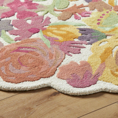 Handmade Wool Floral Area Rug for Living Room | Elegant Flower Garden Design, Soft, Thick and Durable | Bedroom, Dining Room & Home Decor Carpet