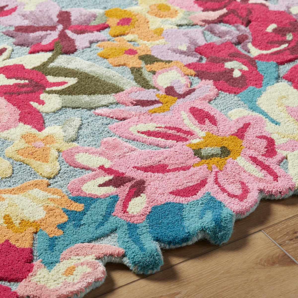 Handmade Wool Floral Area Rug for Living Room | Elegant Flower Garden Design, Soft, Thick and Durable | Bedroom, Dining Room & Home Decor Carpet