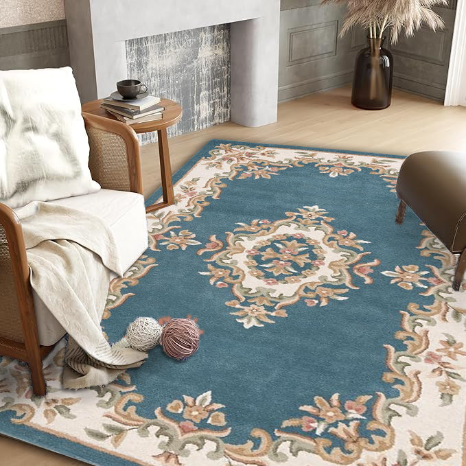 Handmade Royal Aubusson Wool Area Rug made by Imorted Premium Wool Rug Unique Modern Design Carpet for Living room, Bedroom and Dining room