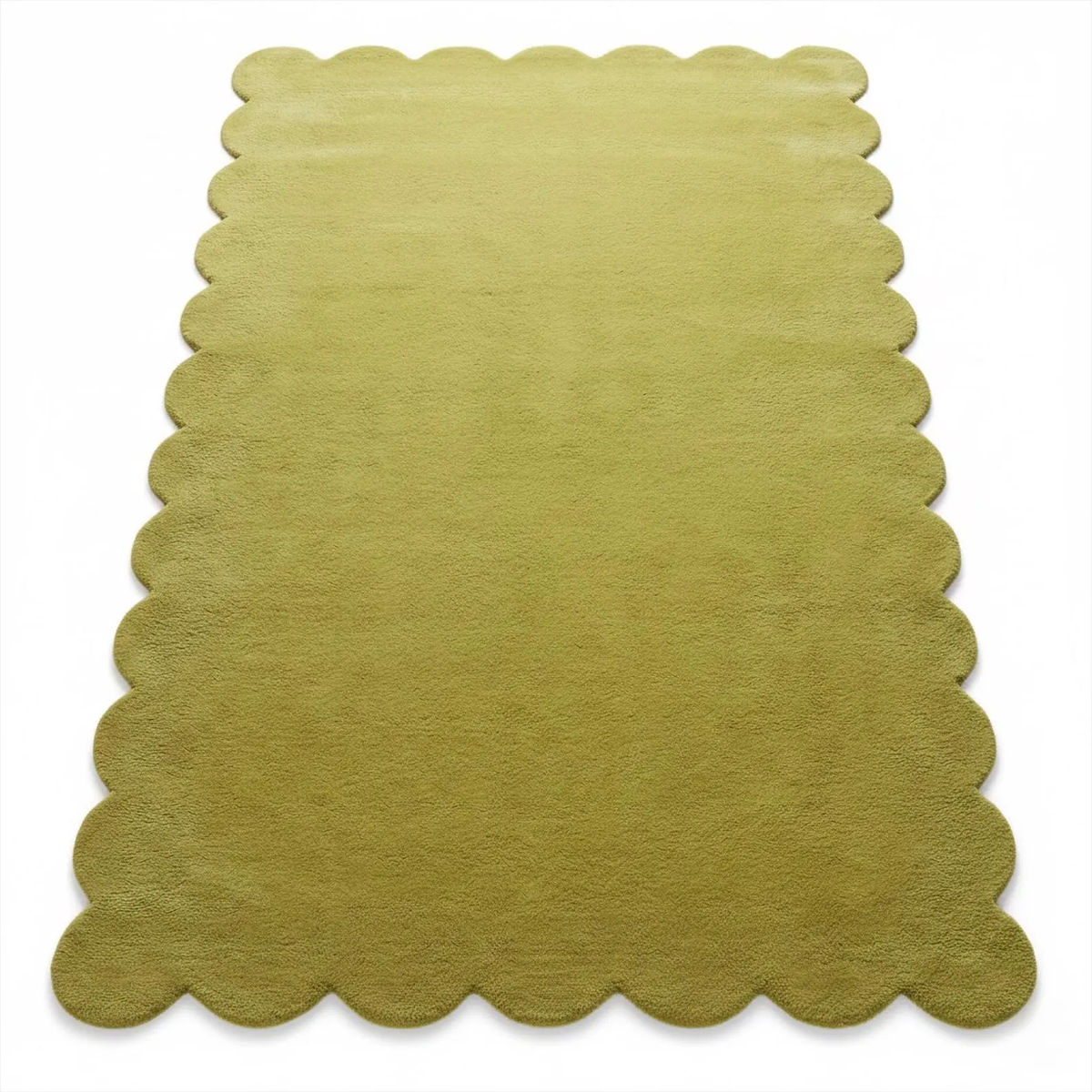 Hand Tufted Scalloped Wool Rug, Modern Solid Handmade Area Living Room Rug
