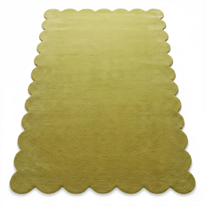 Hand Tufted Scalloped Wool Rug, Modern Solid Handmade Area Living Room Rug