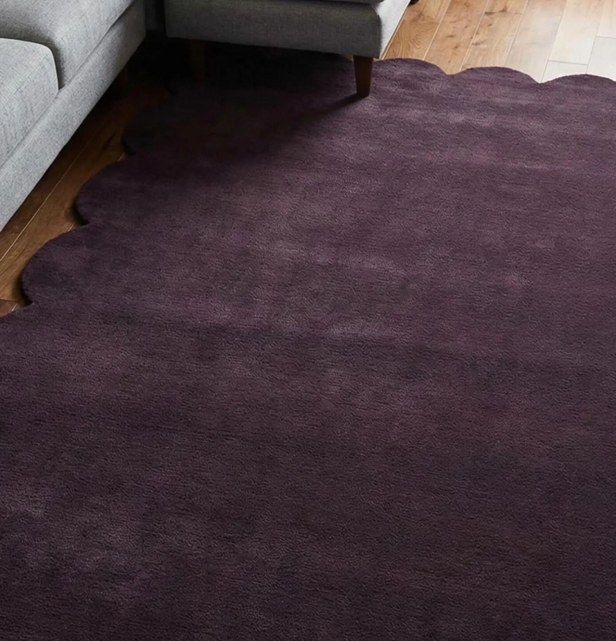 Hand Tufted Scalloped Wool Rug, Modern Solid Handmade Area Living Room Rug
