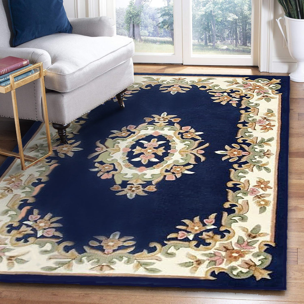 Handmade Royal Aubusson Wool Area Rug made by Imorted Premium Wool Rug Unique Modern Design Carpet for Living room, Bedroom and Dining room