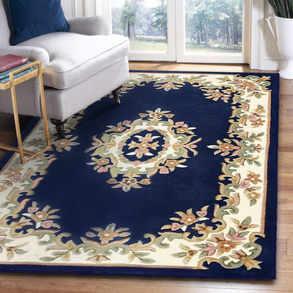 Handmade Royal Aubusson Wool Area Rug made by Imorted Premium Wool Rug Unique Modern Design Carpet for Living room, Bedroom and Dining room