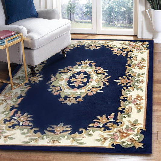 Handmade Royal Aubusson Wool Area Rug made by Imorted Premium Wool Rug Unique Modern Design Carpet for Living room, Bedroom and Dining room